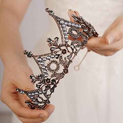 JWICOS Wedding Tiara for Bride Tiara Queen Crown for Women Crystal Pearl Tiara Hair Accessories for Pageant Birthday Prom