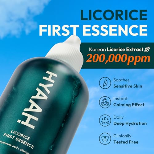 Licorice First Essence - Korean Hydrating Toner - Licorice Extract, Hyaluronic Acid and Allantoin - Soothing for Sensitive Skin - Alcohol Free for Sensitive Skin, 6.76 fl.oz