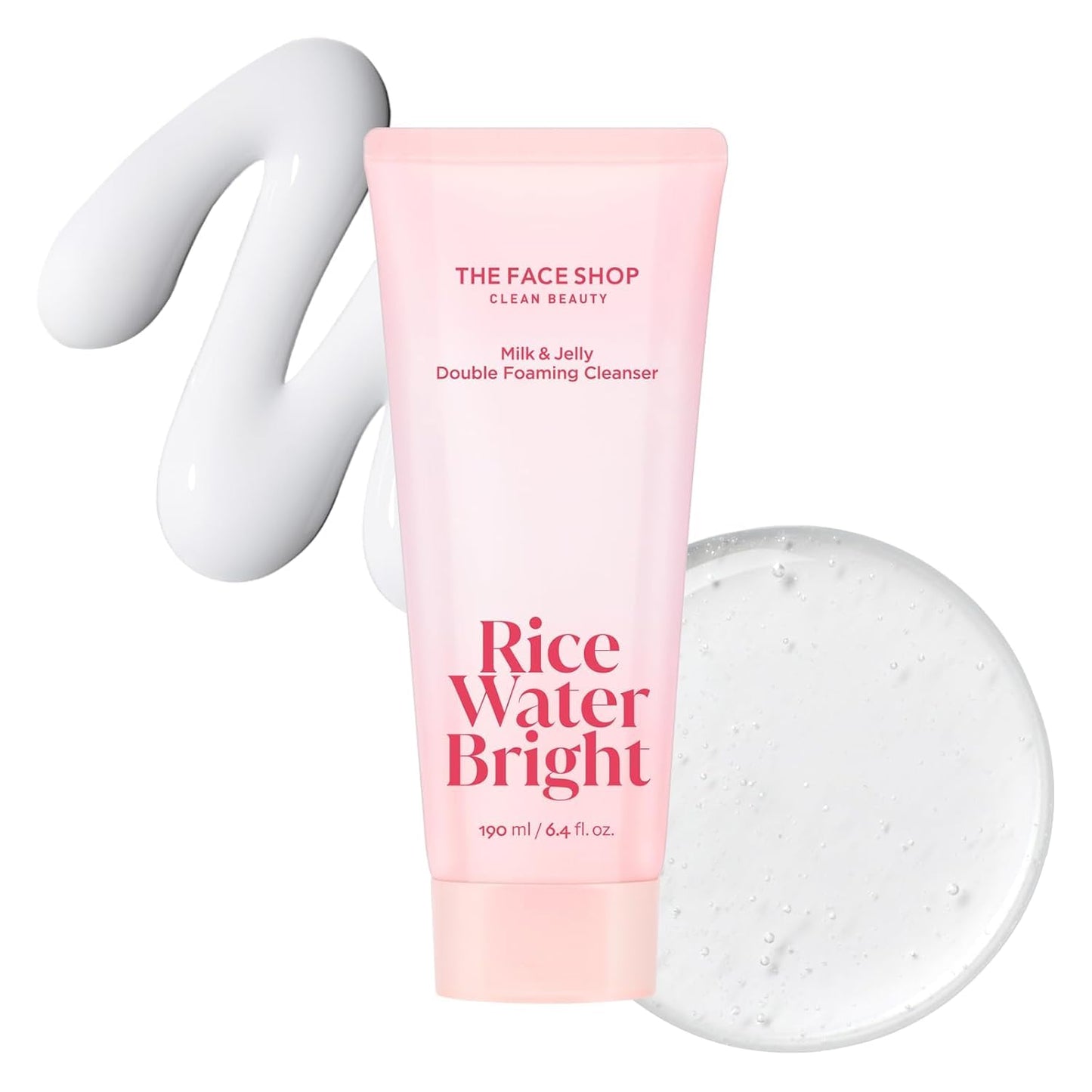 THE FACE SHOP Rice Water Bright Milk & Jelly Double Cleanser, 2-in-1 Makeup Remover & Face Wash, Hydrating, Moisturizing, Korean Skin Care, Vegan, 6.4 fl. oz.
