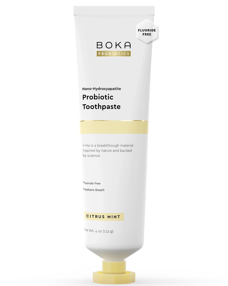 Boka Probiotic Toothpaste - Fluoride Free, Nano Hydroxyapatite Toothpaste - Made with Probiotics - Peppermint Blossom, 4 Fl Oz, 1Pk