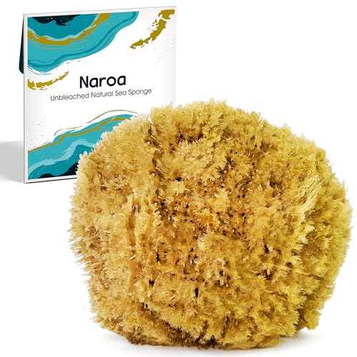 Naroa Exfoliating Natural Sponge for Shower X Large | Bath Sea Loofah for Healthy Skin | Unbleached Bathing Body Scrubber Puff | Plastic Free