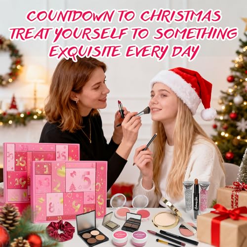 Makeup Advent Calendar 2025 for Women Teen Girls 24 Dayss Beauty Advent Calendar Christmas Makeup Set Gift for Wife Daughter Mother Girlfriends Trendy Stuff Makeup Kit Gifts Face Eyes Lips Cosmetics