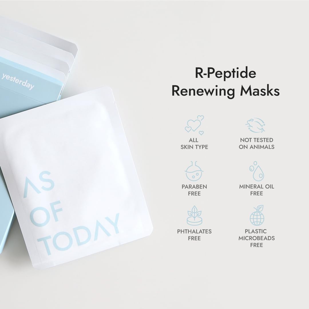 R-Peptide Sheet Mask 5 Pack - Hydrating Hyaluronic Acid Anti-Aging Face Mask | Firming Peptides & Botanical Extracts