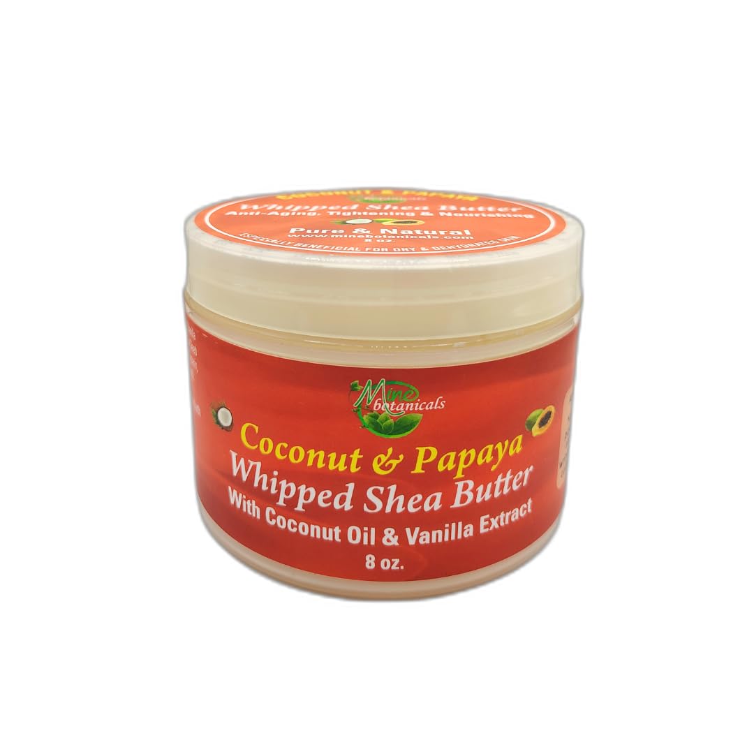 Coconut & Papaya Whipped Shea Butter - Nourishing Moisturizer with Coconut Oil & Vanilla Extract | 8 oz