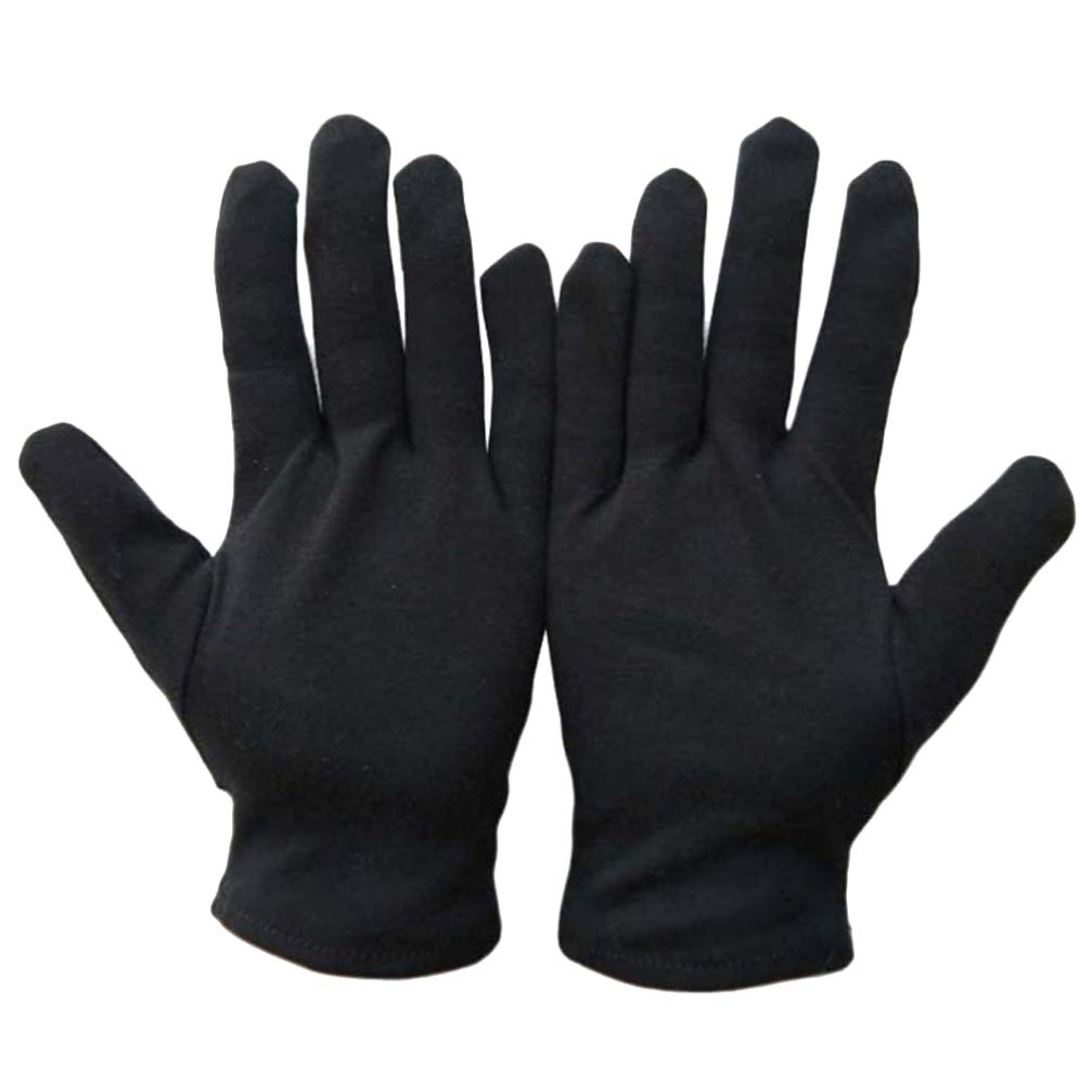 Beaupretty Moisturizing Eczema Cotton Gloves, 12 Pairs Black Cotton Gloves for Dry Hands, SPA Lotion Gloves Cosmetic Gloves L