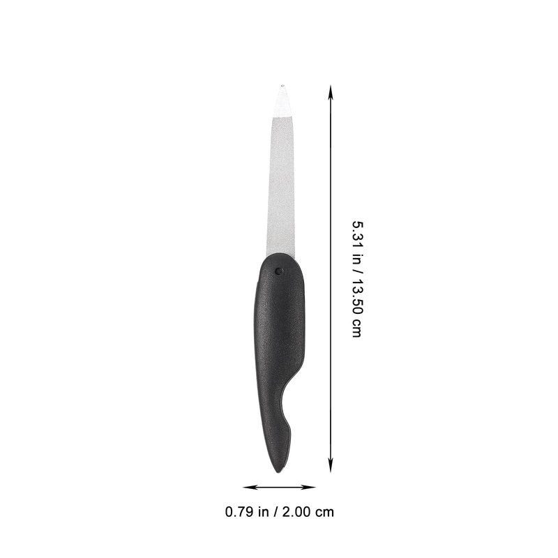 Ipetboom 6pcs Foldable Stainless Steel Nail File with Anti-Slip Handle Manicure Fingernails Polishing Tools Double Sided and Files Nails Easily for Men and Woman, 13.50X2.00X1.00CM, Black