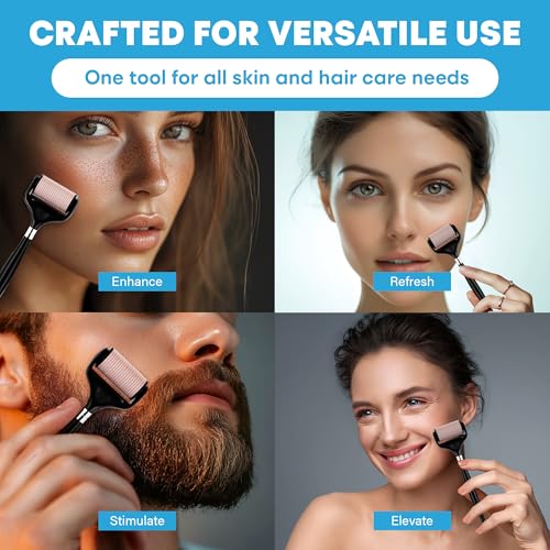Ultra-Wide Derma Roller for Face - At-Home Microneedling Kit, 0.25 mm Microneedle Roller for Skin Care, Derma Roller for Scalp Hair and Beard, Superior to a Microneedling Pen/Derma Pen