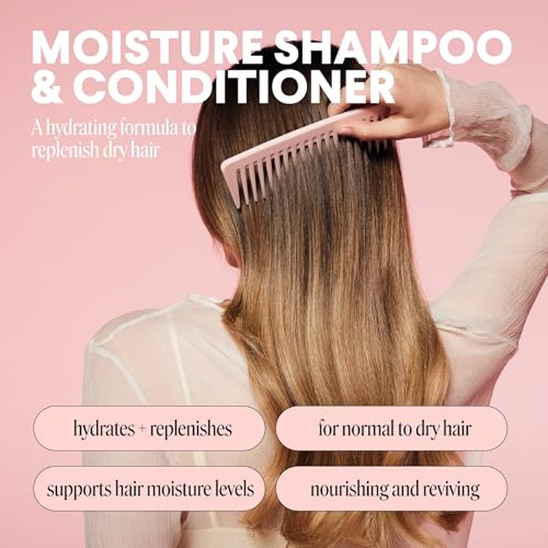 MONDAY HAIRCARE Moisture Shampoo + Conditioner Set for Dry, Coarse, Stressed, Frizzy Hair, Made with Coconut Oil, Rice Protein, Shea Butter and Vitamin E, All Natural, 12 fl oz (Pack of 2)