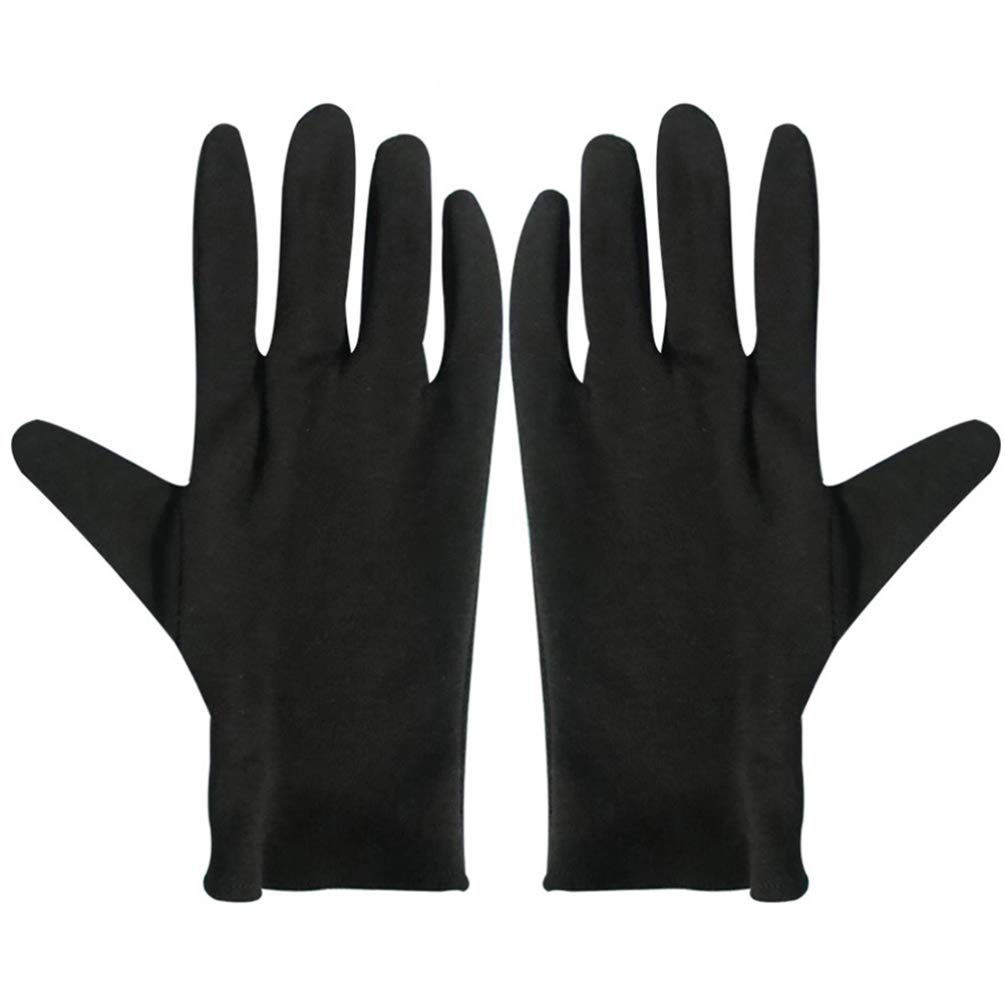 Beaupretty Moisturizing Eczema Cotton Gloves, 12 Pairs Black Cotton Gloves for Dry Hands, SPA Lotion Gloves Cosmetic Gloves L