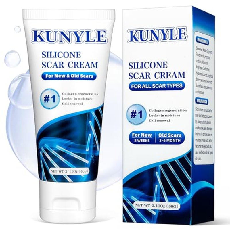 Scar Cream, Silicone Scar Gel, Advanced Scar Removal Cream for Surgical Scars, Stretch Marks Removal, Keloid Bump Removal, Old and New Scars 2.11 Oz (60g)