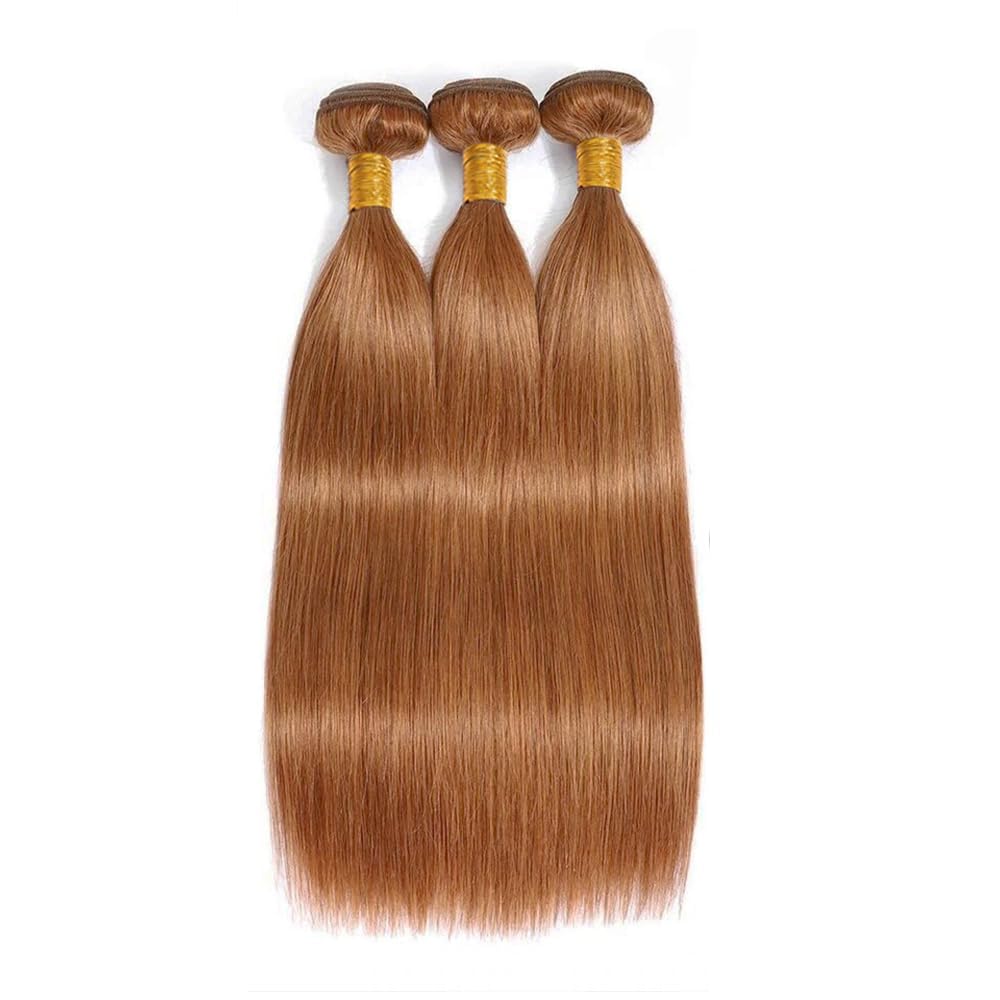 Human Hair Bundles - 10-14 Inch Straight Light Brown 11A Brazilian Virgin Hair Extensions for Black Women