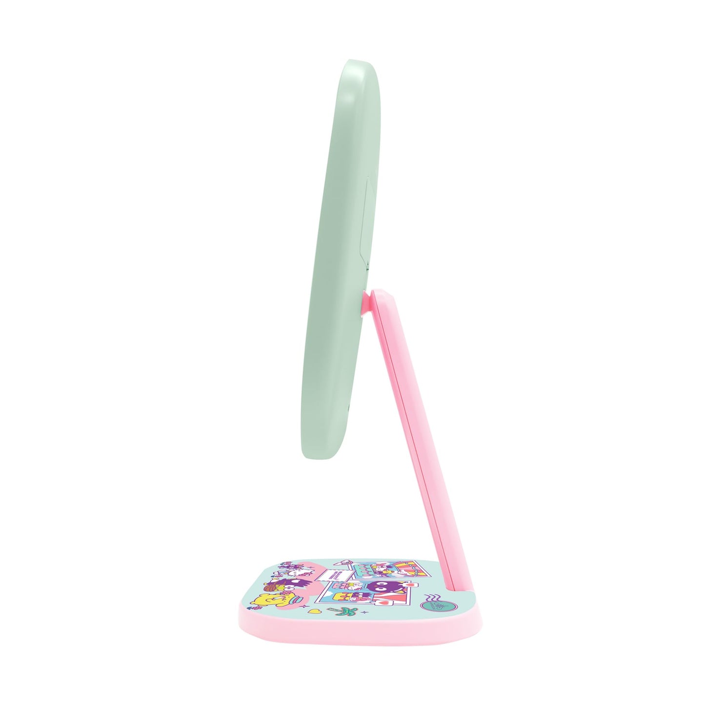 Impressions Vanity Hello Kitty and Friends Vacay Highlight LED Makeup Mirror with Artwork, Standing Mirror with White Strip LED Light and Adjustable Tilt, Portable Mirror with Soft Touch Sensor