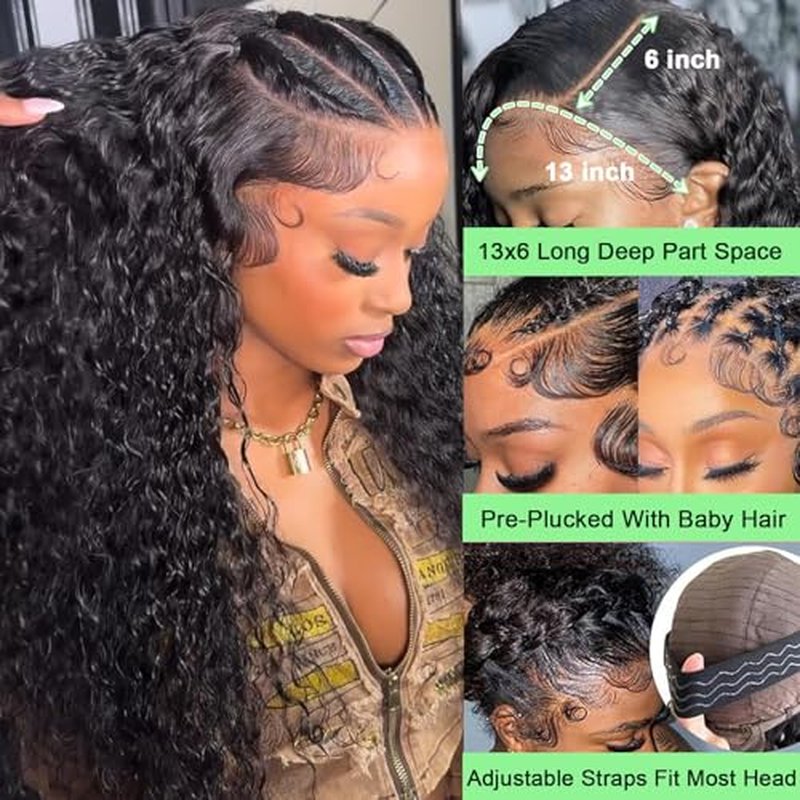 13x6 Lace Front Wigs Human Hair 200% Density Deep Wave Wig for Women 22 Inch HD Transparent Deep Wave Lace Front Wigs Human Hair Glueless Wet and Wave Human Hair Wig Pre Plucked Curly Human Hair Wig