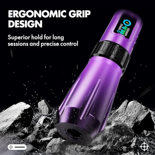 INKin Rampage Wireless Tattoo Machine 4.5mm Stroke Length, Brushless Motor Tattoo Gun Kit with 39mm Large Grip, Direct Drive, OLED Screen Rotation for Professional Tattoo Artists