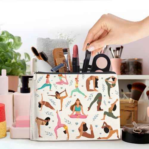 Yoga Gifts for Women Cosmetic Bag - Gifts for Yoga Instructor Lovers Zipper Makeup Pouch Small Makeup Bag (1Pcs)