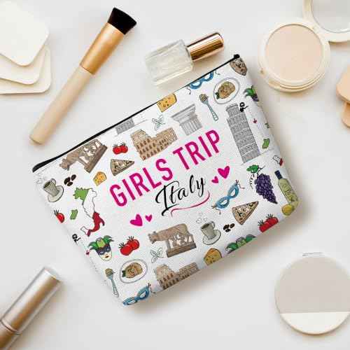 Italian Gifts Makeup Bag, Italy Souvenir Italy Lovers Gift Travel Vacation Cosmetic Bag for Women Bestie Sister Mom Girls Trip Weekend Birthday Christmas Bachelorette Party Friendship Gifts