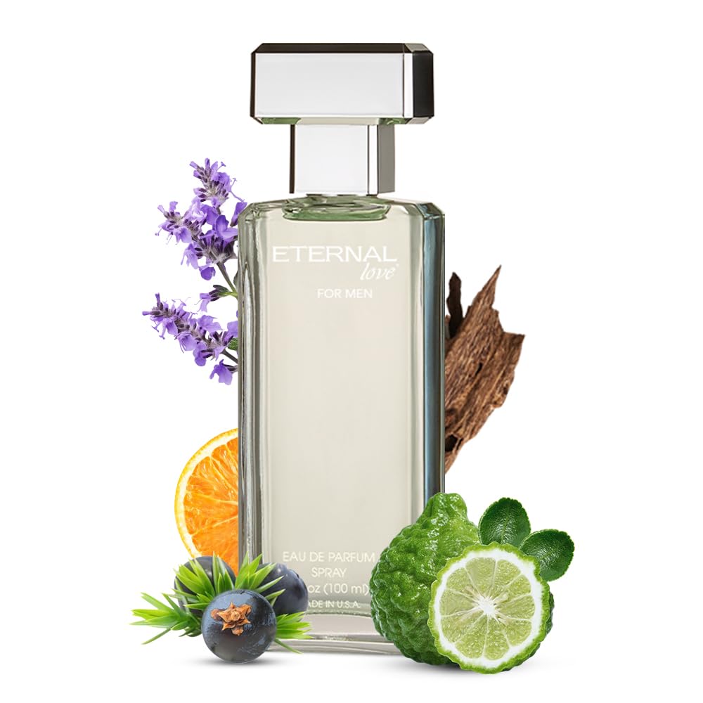 Eternal Love for Men - Long Lasting Eau de Parfum Spray - Premium Clean Fragrance with Amber & Cedarwood - Fresh Sophisticated Scent - 3.4oz