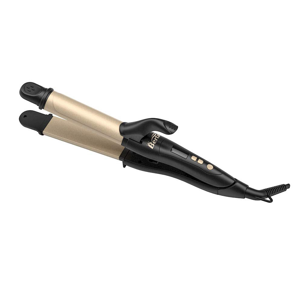 Berta 2 in 1 Hair Iron Professional Hair Straightener& Curler Iron, Ceramic 1.25 Inch Curling Iron, 275-425℉ Adjustable Temperature, Dual Voltage
