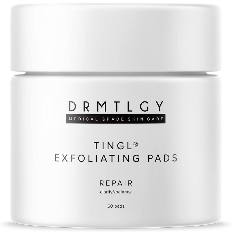 Tingl Exfoliating Face & Body Pads | Glycolic, Lactic & Salicylic Acid for Acne, Pores & Wrinkles | 60 Count