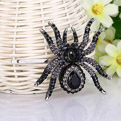 EVER FAITH Women's Austrian Crystal Gorgeous Spider Hair Clip Black Silver-Tone