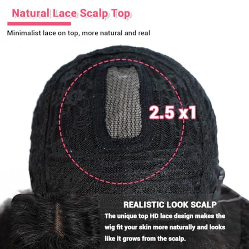 Rebecca Fashion Afro Kinky Curly Wig with Bangs Human Hair Glueless Minimalist 2.5x1 Lace Scalp Wig for Women Glueless Wear and Go Wigs Natural Color