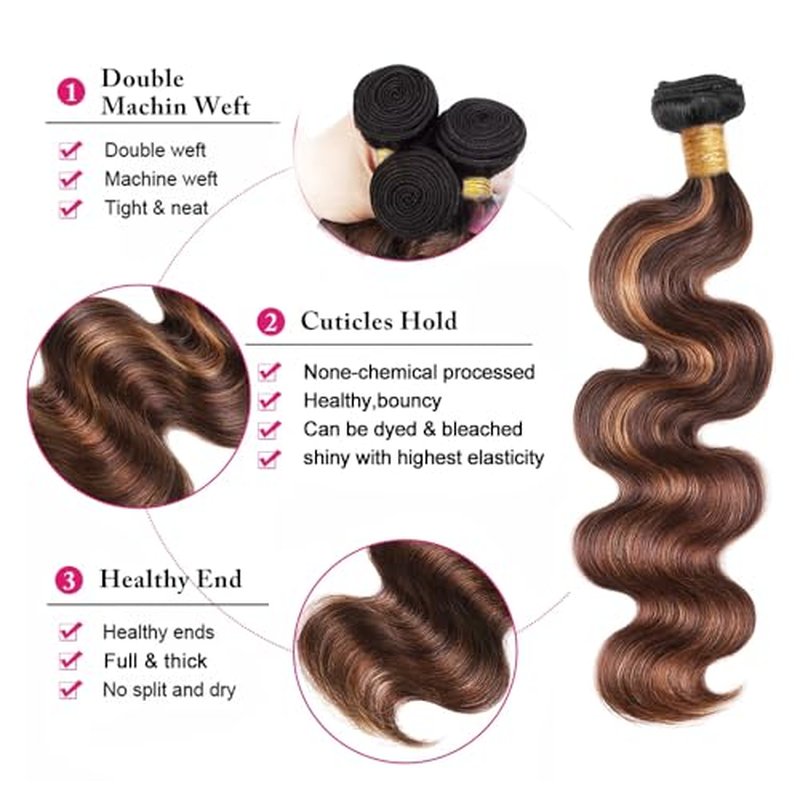 26 28 30 inch P4/30 Bundles Highlight Human Hair Bundles Ombre Brown Body Wave Bundle #4 Body Wave Bundle 300g