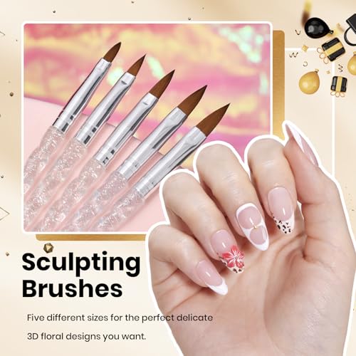 Beetles 31pcs Nail Art Brushes, Dotting Tools, Nail Art Pens, Dust Brush, Striping Liner Fingernail Drawing Pens with Palette Holder All in One for Starter Manicure Design Set