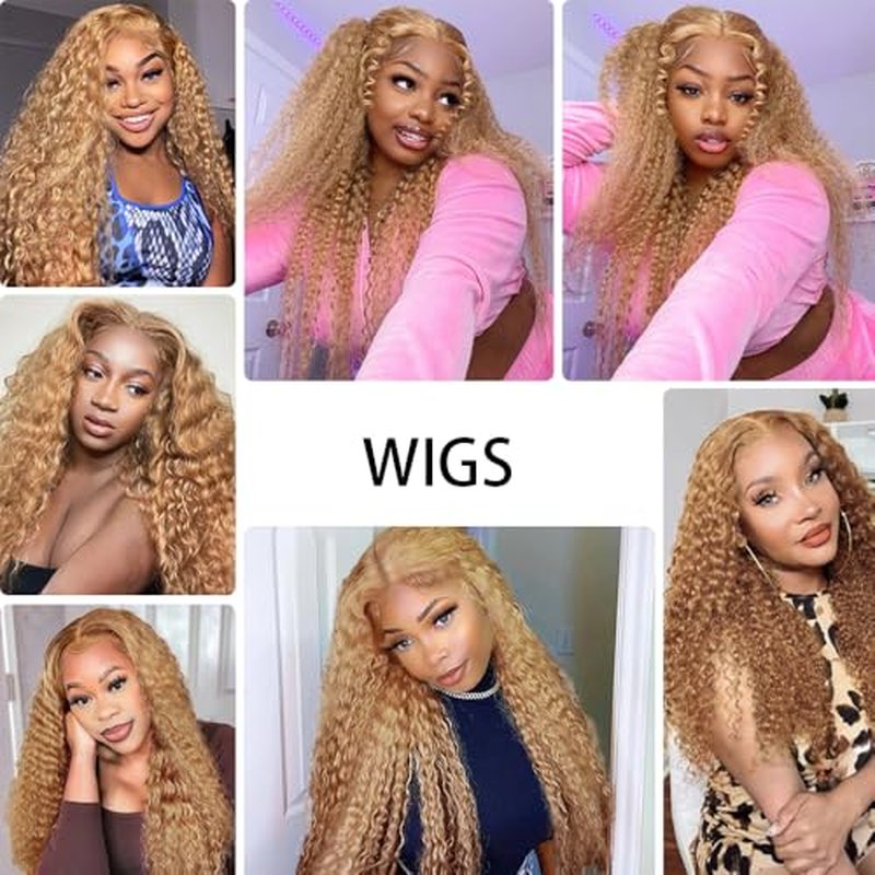 #27 Blonde Bundles Human Hair Kinky Curly Bundles 16 18 20 Inch Honey Blonde Kinky Curly Bundle Human Hair Extensions Unproceesed Virgin Hair 100 Gram Per Bundle 3 Bundle