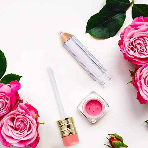 Blulu 48 Pcs 5 ml Empty Pencil Lip Gloss Tubes Bulk, Pencil Shaped Lip Gloss Containers Clear Mini Refillable Lips Balm Tubes DIY Cute Teacher Appreciation Gift for Women Girls Teacher Christmas Gift
