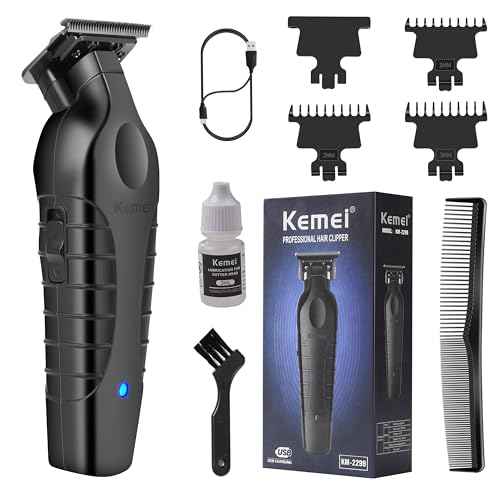 KEMEI 2299 Professional Hair/Beard Trimmer for Men Zero Gapped Hair Clippers for Barber with T Blade, Cordless Rechargeable