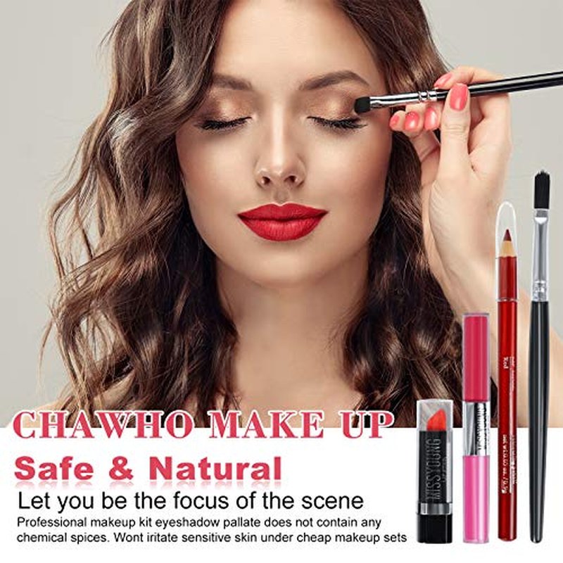 Pure Vie All-in-One Holiday Gift Makeup Set Cosmetic Essential Starter Bundle Include Eyeshadow Palette Lipstick Concealer Blush Mascara Eyeliner Face Powder Lipgloss Brush - Makeup Full Kit for Women
