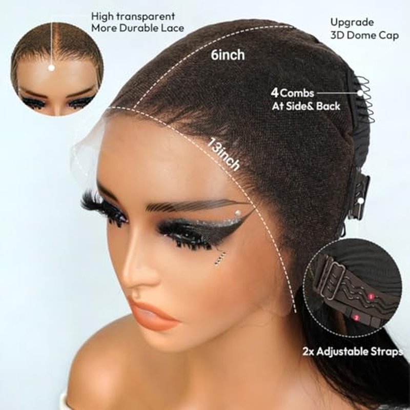 13x6 Deep Wave Lace Front Wigs Human Hair 200 Density 22 Inch Curly Wig 13x6 HD Lace Front Wigs Human Hair Glueless Wigs Human Hair Pre Plucked for Black Women Natural Color