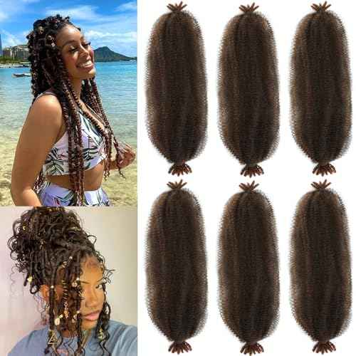 Spring Afro Twist Hair, 20 Inch Springy Marley Twist Braiding Hair Pre-Separated 6 Packs Spring Twist Afro Kinkys Bulk Hair for Soft Locs Crochet Hair Extensions for Black Women (T30, 20inch)