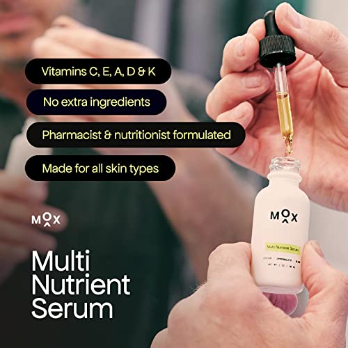 MOX Men's Multi Nutrient Serum, 1 Fl Oz, Hydrating & Anti-Aging with Premium Vitamin C + Squalane. 5 Vitamins, No Fillers, All Skin Types