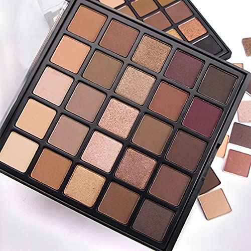 Nude Neutral Eyeshadow Palette, Matte and Shimmer Eye Shadows Long Lasting Blendable Eyeshadow with Makeup Brushes Set Warm Brown Waterproof High Pigment Powder Pallet 25B
