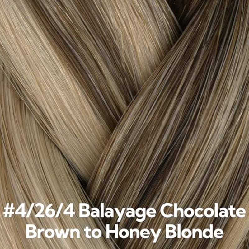HOTBANANA Invisi Edge Tape in Hair Extensions Human Hair, 24inch 50g 10pcs Invisible & 10pcs Classic Balayage Chocolate Brown to Honey Blonde Seamless Tape in Hair Extensions Straight Injected