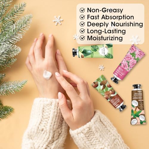12 Pack Hand Cream for Dry Cracked Hands,Stocking Stuffers for Women,Teengirls,Christmas Small Gifts, Natural Hand Lotion Travel Size,Bridesmaid Gifts;Teacher Appreciation Gifts
