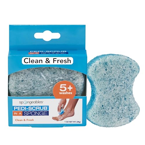Spongables Pedi Scrub Foot Exfoliating 5+ Wash Travel Sponge, Clean & Fresh, 1 Count