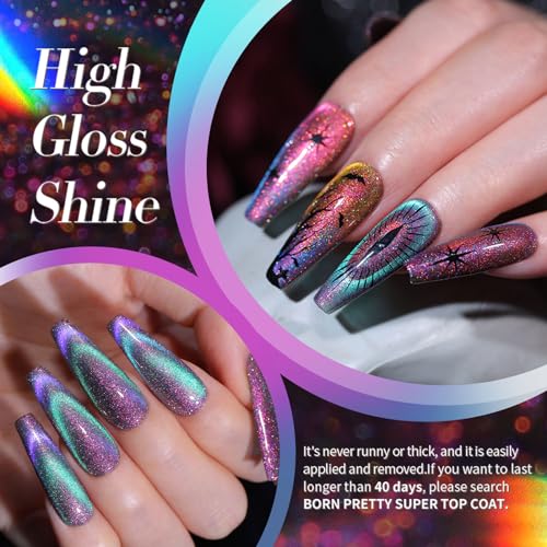 Born Pretty Cat Magnetic Gel Nail Polish 9D Chameleon Holorgraphic Cat Magnetic Eye Gel Polish Glitter Gel Polish Set 6PCS
