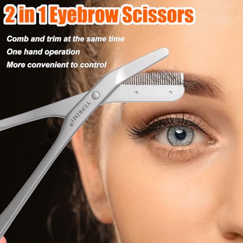 Eyebrow Trimming Scissors with Comb, Gifts For Men Women Stocking Stuffers, Stainless Steel