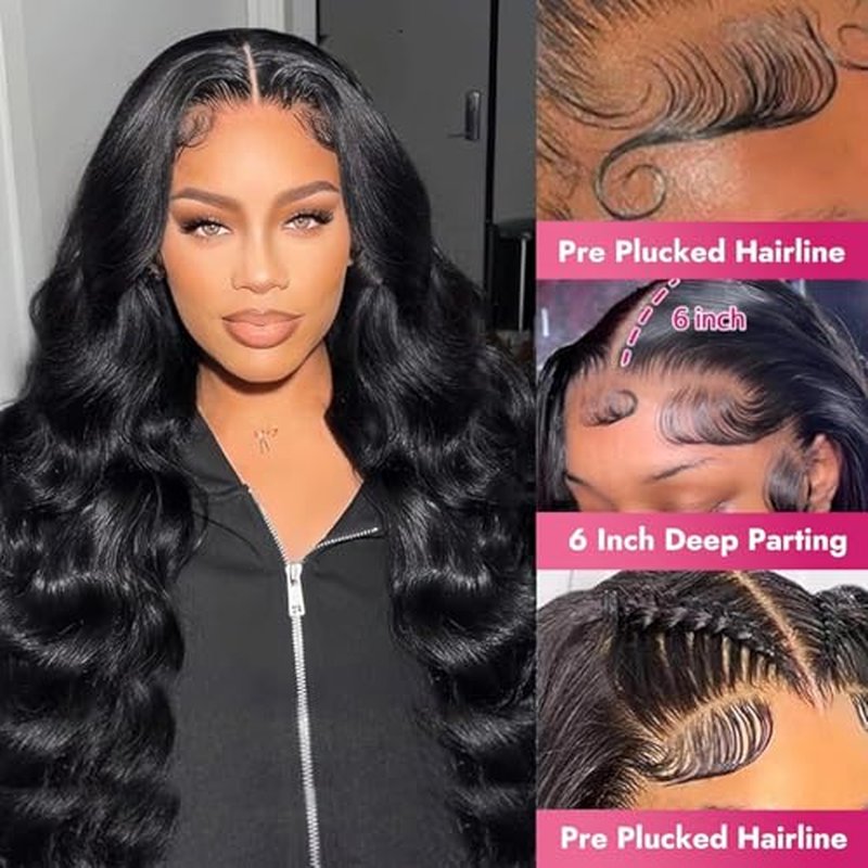 13x6 Lace Front Wigs Human Hair 30 Inch Body Wave Lace Front Wigs Human Hair Pre Plucked Natural Color Glueless Wigs Virgin Hair HD Lace Front Wigs for Women