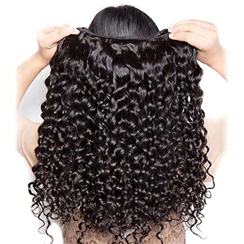Water Wave Bundles Human Hair Soft Brazilian Virgin Human Hair 100% Unprocessed Wet and Wavy Curly Bundles Natural Black Color Can Be Dyed Total 300g 18 18 18 Inch