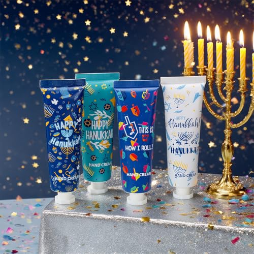 12 Pcs Hanukkah Hand Cream Gifts Set Hand Lotion Travel Proper Size Bulk for Women Hanukkah Mini Cremas Para Manos for Moisturizer Cream for Chanukah Advent Party Gifts
