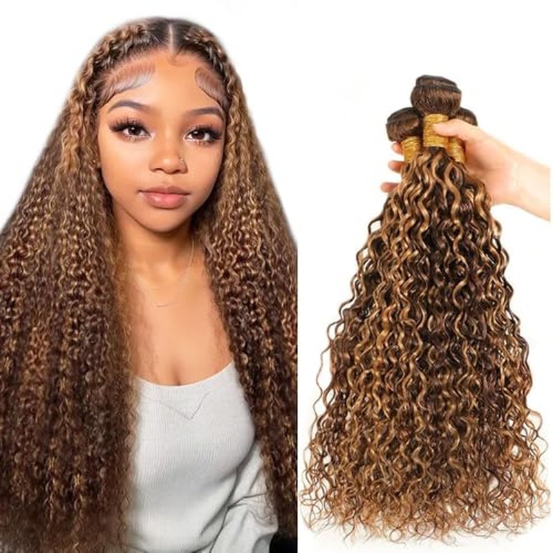 P427 Highlight Blonde Water Wave Human Hair Bundles Ombre 3 Bundles 26 26 26 Inch Unprocessed Brazilian Virgin Honey Blonde Water Wave Human Hair Extensions