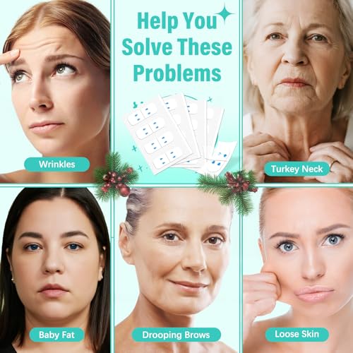 Face Lift Tape Invisible, Facelift Tape for Face, Neck Strips Lift Turkey Neck, Skin Lifting Tapes V Edge Patches for Wrinkle, Jowl, Eye, Double Chin, Loose Sagging Skin (1 Count (Pack of 280))