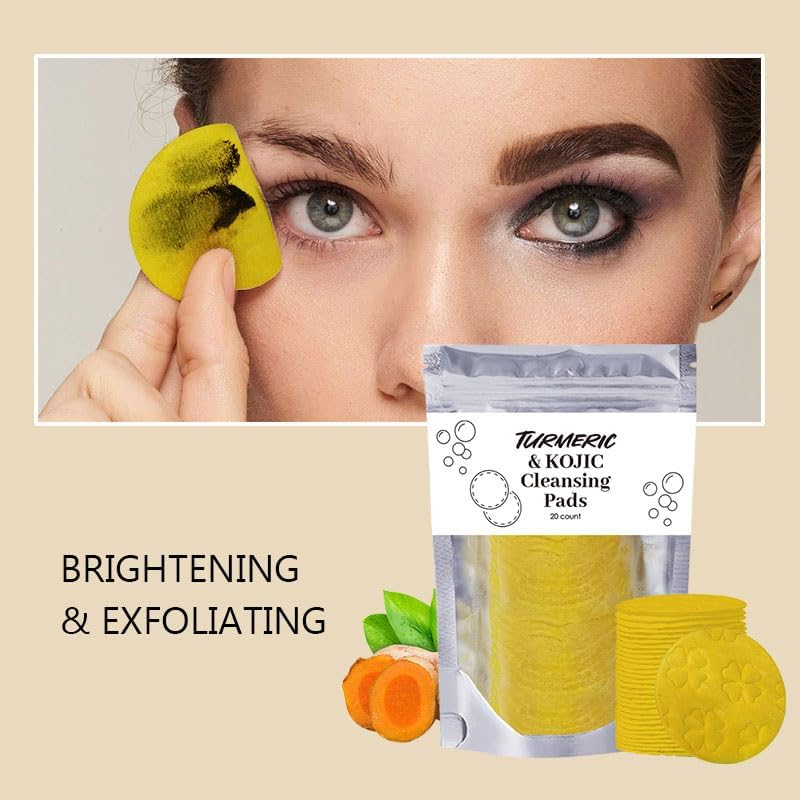 Turmeric Facial Care Set - Kojic Soap Bar, Cleansing Wash & Facial Pads | 3-Piece Skincare Trio