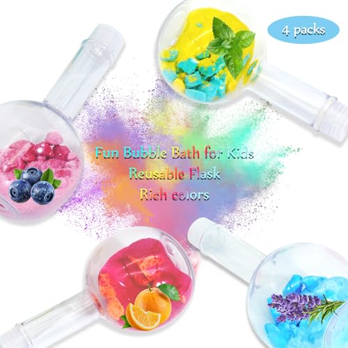 Bath Bomb Potion for Kids, Bath Science Kits 4+4Pack for Foam Fizzies & Bubble, Boys Girls Ages 4-12, Nontoxic & Safe Fun Magic Bubble Bath Kit Toddler Gifts for Halloween, Christmas, Birthday