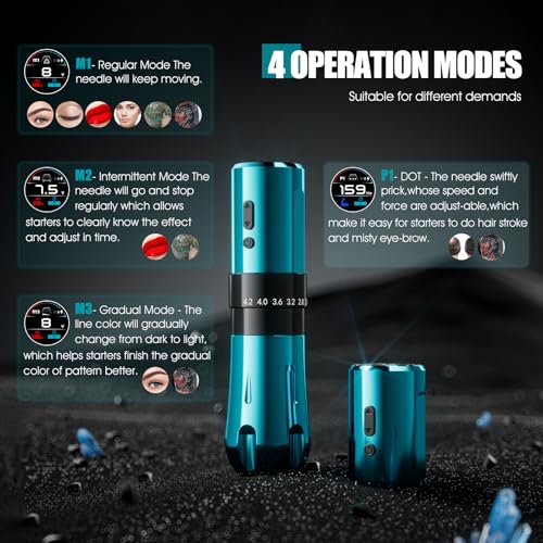 BIOMASER SUMMONER U7 Tattoo Gun Wireless Tattoo Machine Professional Rotary Tattoo Pen Machine Kit, OLED Display, 7 Strokes Length,RCA Jack for Tattoo artist