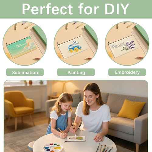 OKBA Beige 30 Pcs Sublimation Makeup Bags Blanks,DIY Craft Canvas Zipper Pouch Cosmetic Bag,Multi-Purpose Canvas Bag Bulk