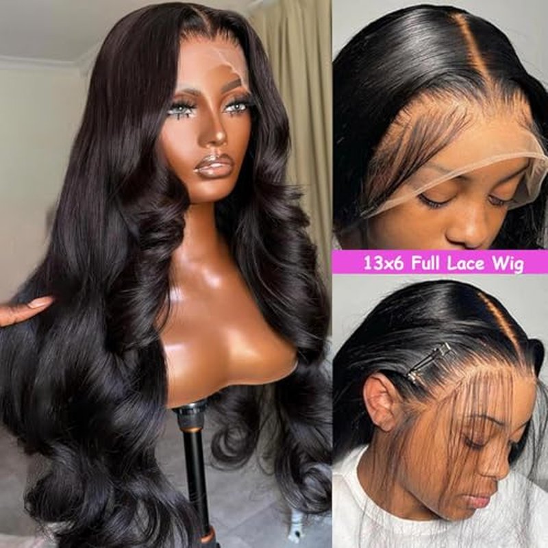 13x6 Body Wave Lace Front Wigs Human Hair 180% Density HD Lace Frontal Glueless Human Hair Wig for Women Pre Plucked with Baby Hair 28 inch
